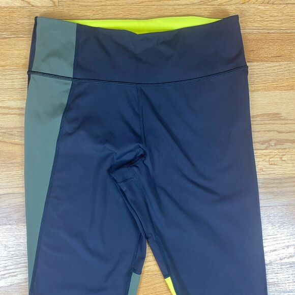 Athleta ASYM Colorblock Size LT Supersonic Black Green Athletic Leggings - Picture 2 of 10